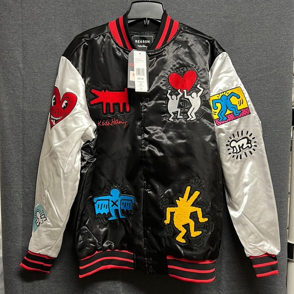 NWT - Reason Men’s Embroidery Patchwork Satin Varsity Jacket - Size Large - Picture 4 of 13